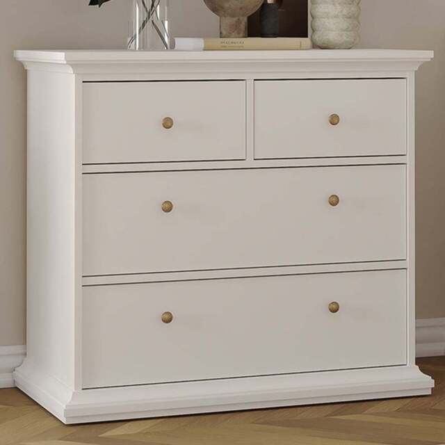 Florence Paris 4 Drawer White Chest of Drawers - Wilko - image 1