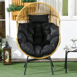 Outsunny Sand Rattan Leisure Egg Chair with Cushion - Size: 143 x 75 x 89cm - Brown - Wilko - thumbnail 1