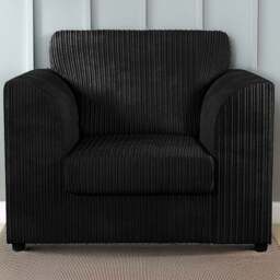 Luxor Single Seater Black Jumbo Cord Armchair - Wilko