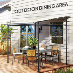Outsunny 2.4 x 2.4m Cream White Wall Mounted Pergola Gazebo - Wilko