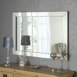 Yearn Contemporary Bevelled Wall Mirror 60 x 90cm - Black - Wilko - thumbnail 3