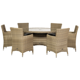 Royalcraft Wentworth Rattan 6 Seater Round Carver Dining Set - Cream - Wilko - thumbnail 4