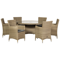 Royalcraft Wentworth Rattan 6 Seater Round Carver Dining Set - Cream - Wilko - thumbnail 3