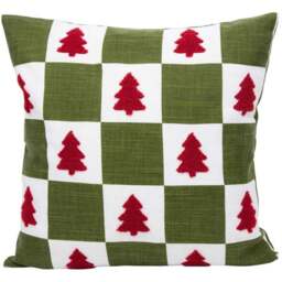 Checkerboard Trees Cushion - Green - Wilko - thumbnail 1