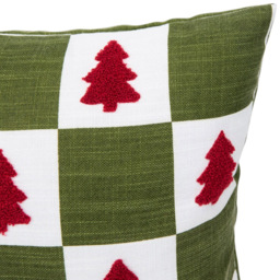 Checkerboard Trees Cushion - Green - Wilko - thumbnail 5