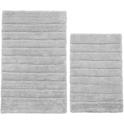 Allure Bath Fashions Dove Grey Ribbed Bath Mat Set 2 Piece - Size: 50 x 80cm - Wilko