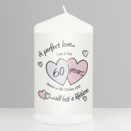 Personalised Memento Personalised A Perfect Love Diamond Anniversary Pillar Candle - Size: 0.7 x 1.3 x 0.7cm - White - Wilko - thumbnail 3