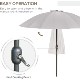 Outsunny Light Grey Crank and Tilt Umbrella Parasol 2.5m - Size: 3m - Wilko - thumbnail 5