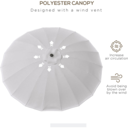 Outsunny Light Grey Crank and Tilt Umbrella Parasol 2.5m - Size: 3m - Wilko - thumbnail 7