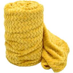 Velosso Ochre Moda Plush Throw 127 x 152cm - Size: 127 x 152 x 1cm - Wilko