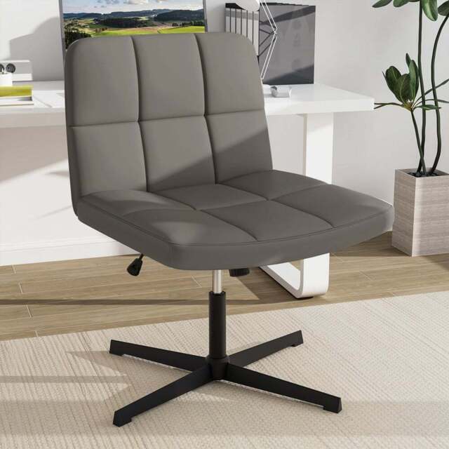 Costway Grey Cross Legged Office Chair - Size: 66 x 56 x 36cm - Wilko - image 1