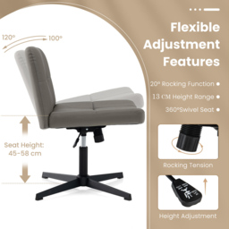 Costway Grey Cross Legged Office Chair - Size: 66 x 56 x 36cm - Wilko - thumbnail 6