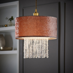 ValueLights Boland Dusky Pink Velvet Droplets Pendant Shade - Size: 35 x 33 x 35cm - Wilko - thumbnail 7