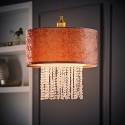 ValueLights Boland Dusky Pink Velvet Droplets Pendant Shade - Size: 35 x 33 x 35cm - Wilko - thumbnail 3