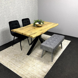 Kosy Koala 4 Seater Wood and Velvet Dining Table Set with Benches Black and Grey - Brown - Wilko - thumbnail 7