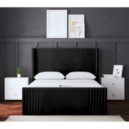 DS Living Elara Double Black Winged Panel Ottoman Bed with Headboard - Wilko - thumbnail 5