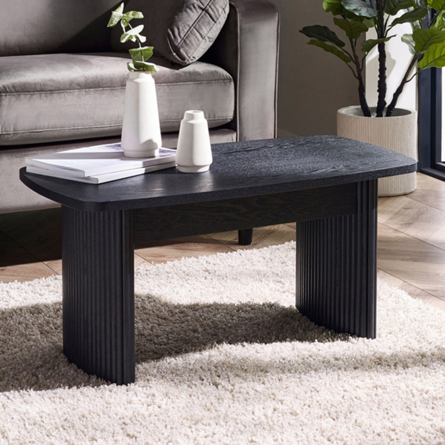 Julian Bowen Louis Black Fluted Compact Coffee Table - Size: 40 x 90 x 50cm - Wilko - image 1