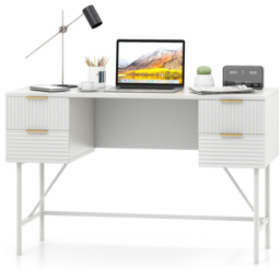 Costway 4 Drawer White Modern Computer Desk - Size: 133 x 57 x 15cm - Wilko - thumbnail 4