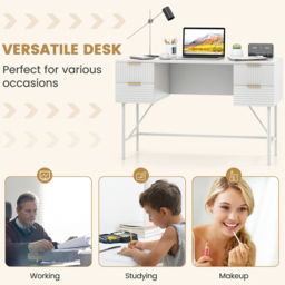 Costway 4 Drawer White Modern Computer Desk - Size: 133 x 57 x 15cm - Wilko - thumbnail 7