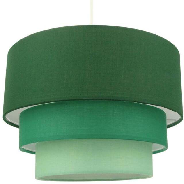Happy Homewares 3 Tier Forest Green Cotton Round Pendant Shade - Size: 20 x 30 x 30cm - Wilko - image 1