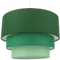 Happy Homewares 3 Tier Forest Green Cotton Round Pendant Shade - Size: 20 x 30 x 30cm - Wilko