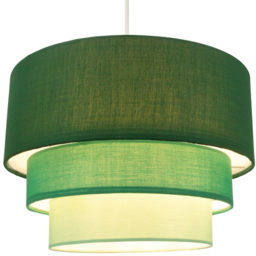 Happy Homewares 3 Tier Forest Green Cotton Round Pendant Shade - Size: 20 x 30 x 30cm - Wilko - thumbnail 3