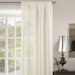 Velosso Riva Plain Cream Slot Top Voile Panel Curtain 150 x 137cm - Size: w 150 x D 137cm - Wilko - thumbnail 3