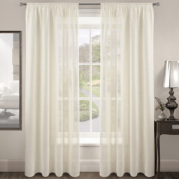 Velosso Riva Plain Cream Slot Top Voile Panel Curtain 150 x 137cm - Size: w 150 x D 137cm - Wilko - thumbnail 1