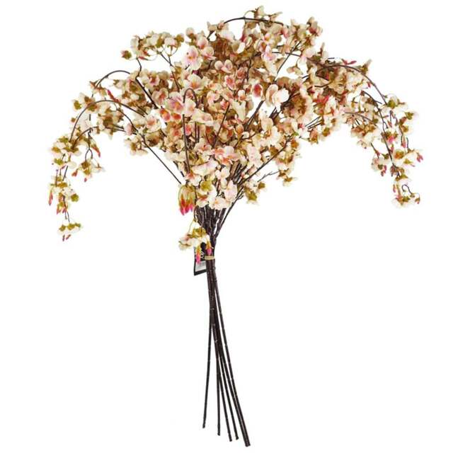 Leaf Natural Pink Trailing Cherry Single Stem Artificial Flower 6 Pack - Size: 110 x 25 x 25cm - Wilko - image 1