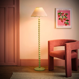 ValueLights Bobbins Natural and Green Scallop Shade Sage Green LED Floor Lamp - Size: 144 x 39 x 39cm - Wilko - thumbnail 7