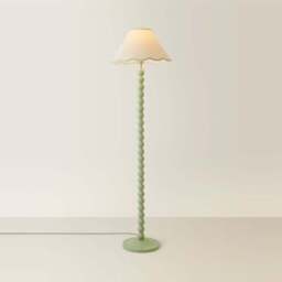 ValueLights Bobbins Natural and Green Scallop Shade Sage Green LED Floor Lamp - Size: 144 x 39 x 39cm - Wilko - thumbnail 6