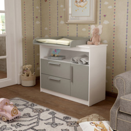 Shefa 1150 Single Door 2 Drawer Single Shelf White and Grey Kids Changing Unit - Size: 89 x 111 x 75cm - White - Grey - Wilko - thumbnail 6