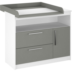 Shefa 1150 Single Door 2 Drawer Single Shelf White and Grey Kids Changing Unit - Size: 89 x 111 x 75cm - White - Grey - Wilko - thumbnail 3
