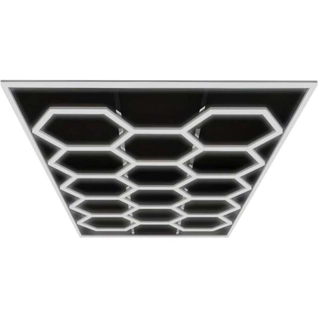Ener-j 14 Hexagon Car Showroom LED Ceiling Light with Frame - Size: 100 x 40 x 40cm - White - Wilko - image 1