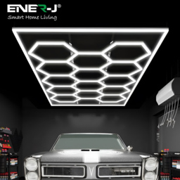 Ener-j 14 Hexagon Car Showroom LED Ceiling Light with Frame - Size: 100 x 40 x 40cm - White - Wilko - thumbnail 4