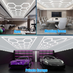 Ener-j 14 Hexagon Car Showroom LED Ceiling Light with Frame - Size: 100 x 40 x 40cm - White - Wilko - thumbnail 7