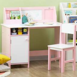 Playful Haven 2 Piece Kids Desk and Chair Set Pink - Size: 90 x 45 x 85cm - Wilko - thumbnail 1