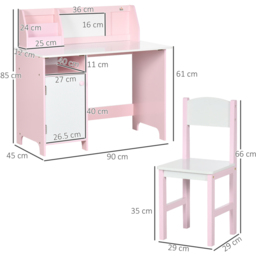 Playful Haven 2 Piece Kids Desk and Chair Set Pink - Size: 90 x 45 x 85cm - Wilko - thumbnail 7
