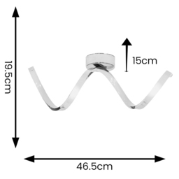 ValueLights Infinity Chrome Single Twist Integrated LED Ceiling Light - Size: 19.5 x 15 x 46.5cm - Silver - Wilko - thumbnail 5
