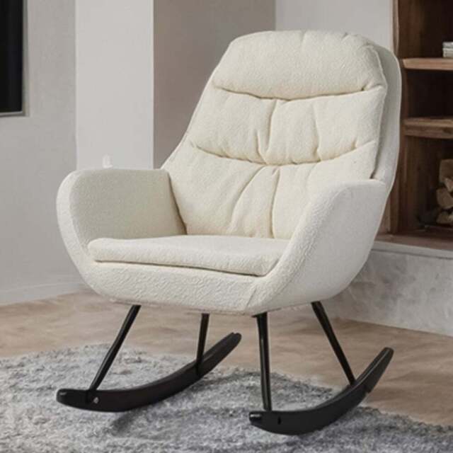 H&O Direct Modern Upholstered Rocking Chair - Size: Single - White - Wilko - image 1