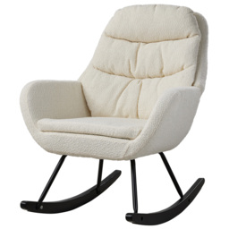 H&O Direct Modern Upholstered Rocking Chair - Size: Single - White - Wilko - thumbnail 3