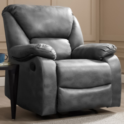 Home Detail Enoch Single Seater Grey Faux Leather Manual Recliner Sofa - Wilko