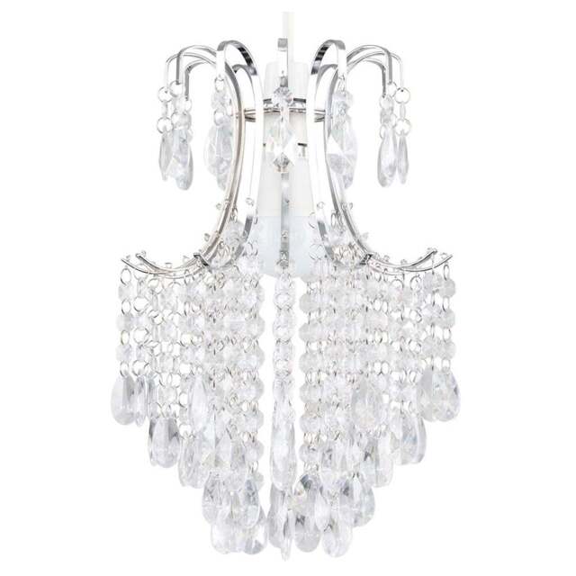 ValueLights Donah Chrome Jewel Droplet Pendant Light Shade - Size: 35 x 21.5 x 21.5cm - Silver - Wilko - image 1