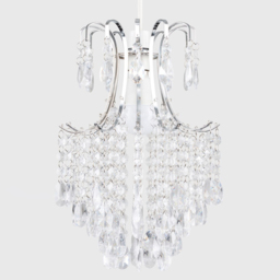 ValueLights Donah Chrome Jewel Droplet Pendant Light Shade - Size: 35 x 21.5 x 21.5cm - Silver - Wilko - thumbnail 3