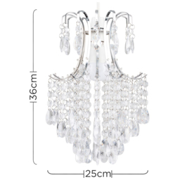 ValueLights Donah Chrome Jewel Droplet Pendant Light Shade - Size: 35 x 21.5 x 21.5cm - Silver - Wilko - thumbnail 5