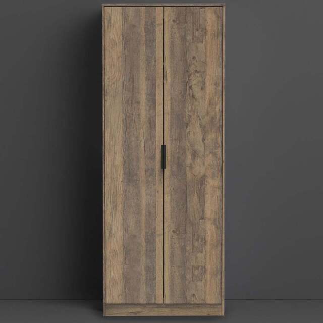 Crowndale Hong Kong Ready Assembled 2 Door Vintage Oak Tall Wardrobe - Brown - Wilko - image 1