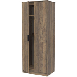Crowndale Hong Kong Ready Assembled 2 Door Vintage Oak Tall Wardrobe - Brown - Wilko - thumbnail 5