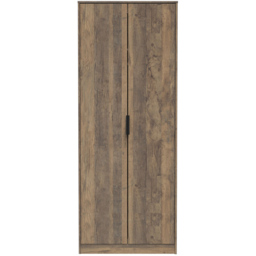 Crowndale Hong Kong Ready Assembled 2 Door Vintage Oak Tall Wardrobe - Brown - Wilko - thumbnail 4