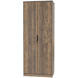 Crowndale Hong Kong Ready Assembled 2 Door Vintage Oak Tall Wardrobe - Brown - Wilko - thumbnail 3
