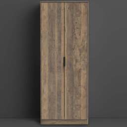 Crowndale Hong Kong Ready Assembled 2 Door Vintage Oak Tall Wardrobe - Brown - Wilko - thumbnail 1